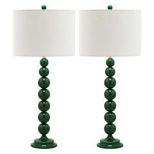 Jenna Stacked Ball Table Lamp Set - Safavieh , Dark Green/White