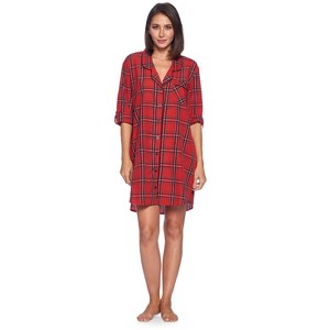 Ashford & Brooks Women's Woven Long Sleep Shirt Nightshirt - 1 of 4