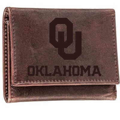 Evergreen NCAA Oklahoma Sooners Brown Leather Trifold Wallet Officially Licensed with Gift Box