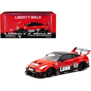 Nissan 35GT-RR LB-Silhouette WORKS GT RHD #5 "Liberty Walk" Red & Black "Hobby43" Series 1/43 Diecast Model Car by Tarmac Works - 1 of 4