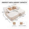 77.2" Teddy Fabric No Assembly  32D High Density sponge Boneless Sofa,Fluffy Comfy Couch with double Chaises,Sleeper sofa for Living Room,White - 3 of 4