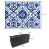 Resenkos Floor Mat Carpet,Indoor Door Mat,Reversible Outdoor Rug, 9'x 12' Waterproof Straw Floor Mat, Portable RV Camping Carpet, Blue & White Floral - 3 of 4