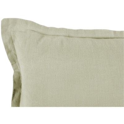 Sage Green Linen Decorative Pillow with Flange 20" x 20"