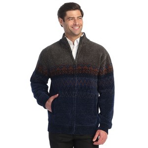 Gioberti Men's Knitted Chenille Cardigan Sweater With Flannel Lining - 1 of 4