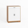 Homy Casa Shoe Storage Cabinet with Drawer and Adjustable Shelves for Entryway or Living Room, Oak White - 2 of 4
