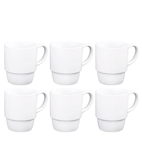 Bruntmor 18 Oz Porcelain Plain Stacking Coffee Mug Set Of 6, White : Target