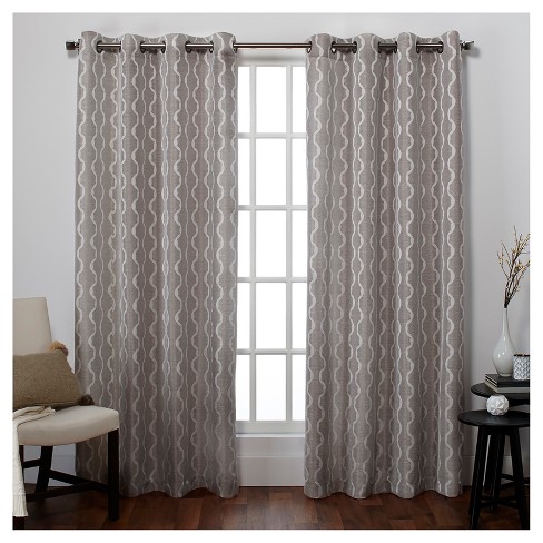 Baroque Textured Room Darkening Linen Window Curtain Panels