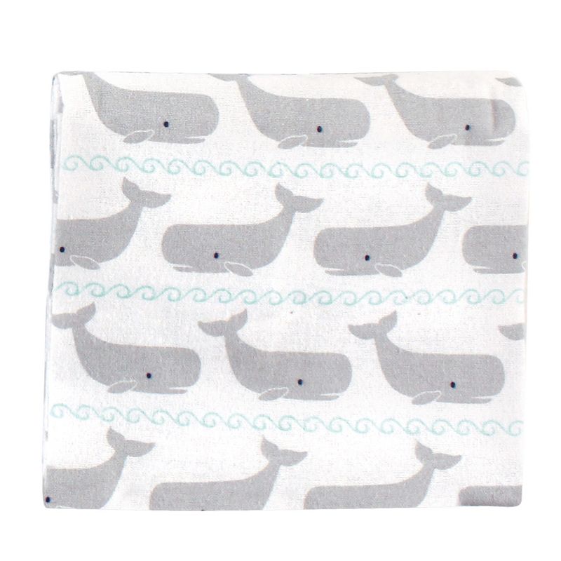 Hudson Baby Infant Boy Cotton Flannel Receiving Blankets Bundle, Gray Whale, One Size, 2 of 3