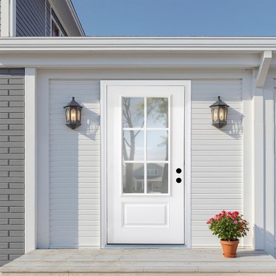 Professional Manufacturer Right Hand Inswing Low-E Glass 6-Lite 3/4 Lite Fiberglass Front Door Classic Design Exterior Entrance Door