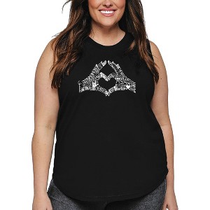 LA Pop Art Women's Word Art Tank Top - Finger Heart - 1 of 4