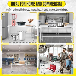 Stainless Steel Work Table，Commercial Prep Table with Open Base for Kitchen Restaurant Food Truck - 1 of 4