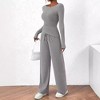 Clearlove Womens 2 Piece Matching Lounge Sets Long Sleeve Fit T-Shirt Workout Casual Drawstring Wide Leg Pants - 3 of 4