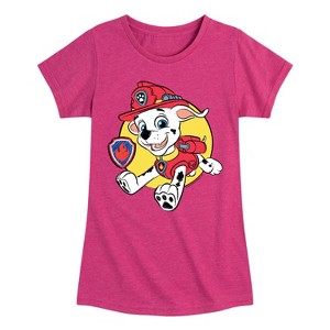 Girls' - Paw Patrol - Marshall Fire Fighter Sketch Fitted Short Sleeve Graphic T-Shirt - 1 of 4