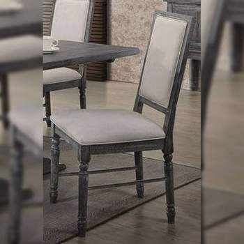 Set of 2 20" Leventis Dining Chairs Cream Linen/Weathered Gray - Acme Furniture