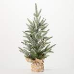 Artificial Pine Tree In Burlap Sack Green 25.5"H