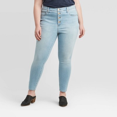 women's high rise button fly jeans