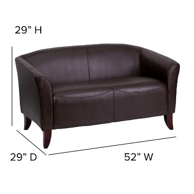 Cherry Brown LeatherSoft Track Arm Loveseat for Reception