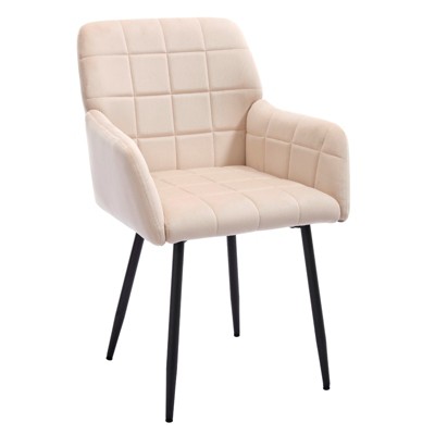 FONTOI Upholstered Dining Chair, Kitchen Chair with Armrests, Easy to Assemble and Clean, for Kitchen, Living Room, Cream, 21.65"*33.46"*22.83"