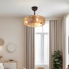 20" Farmhouse Rustic Rattan Ceiling Fan with Handwoven Cage Shade, 3-Light Fixture, 6-Speed Reversible Remote for Cottage, Loft, or Dining Space - 3 of 4