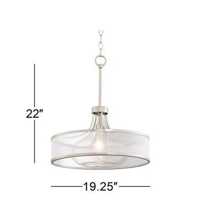 Brushed Nickel Clear Glass Drum Pendant Light
