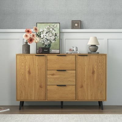 Lirago Brown Sideboard Buffet Cabinet Storage Cabinet with 3 Drawers and 2 Doors apply to Kitchen or Living Room or Dining Room 47.2"Dx13.78"Wx29.1"H