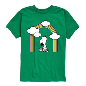Boys' - Peanuts - Snoopy Looking Up Rainbow Short Sleeve Graphic T-Shirt - 1 of 4