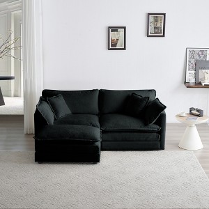 76.7" Chenille Modular L-Shaped Sectional Sofa with Double-layer Cushion and Ottoman for Small Living Room - 1 of 4