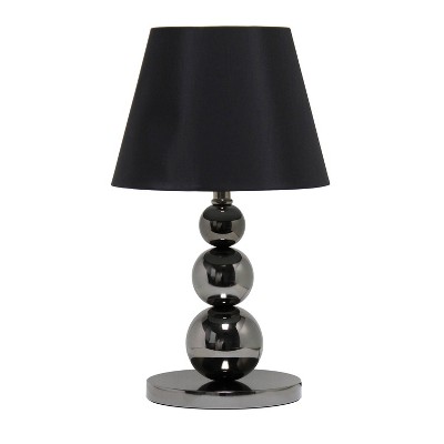 Pearl Black Metal 19'' Three Tier Ball Table Lamp