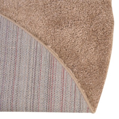6 Ft Round Light Brown Synthetic Shag Area Rug