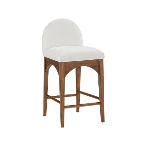 Meridian Furniture,Waldorf Cream Chenille Fabric Stool - 1 of 4