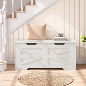 Storage Chest, Width Storage Bench, Entryway Shoe Bench with Safety Hinge - 1 of 4