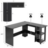 Tangkula L-Shaped Office Computer Desk w/ Spacious Desktop & 2-Tier Open Shelves Black - 3 of 4