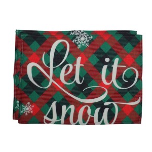 Unique Bargains Christmas Place Mats Linen Red Green White 13" x 17.7" 2 Pcs - 1 of 4