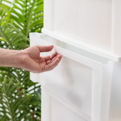 White Plastic 4-Drawer Storage Chest with Casters