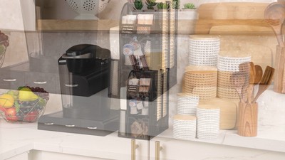 Black Metal 11-Compartment Coffee and Condiment Organizer