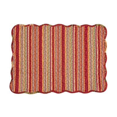 Camille Burgundy Cotton Reversible Quilted Placemats Set of 6
