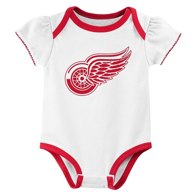 NHL Detroit Red Wings Infant Girls&#39; 3pk Bodysuit, 2 of 5