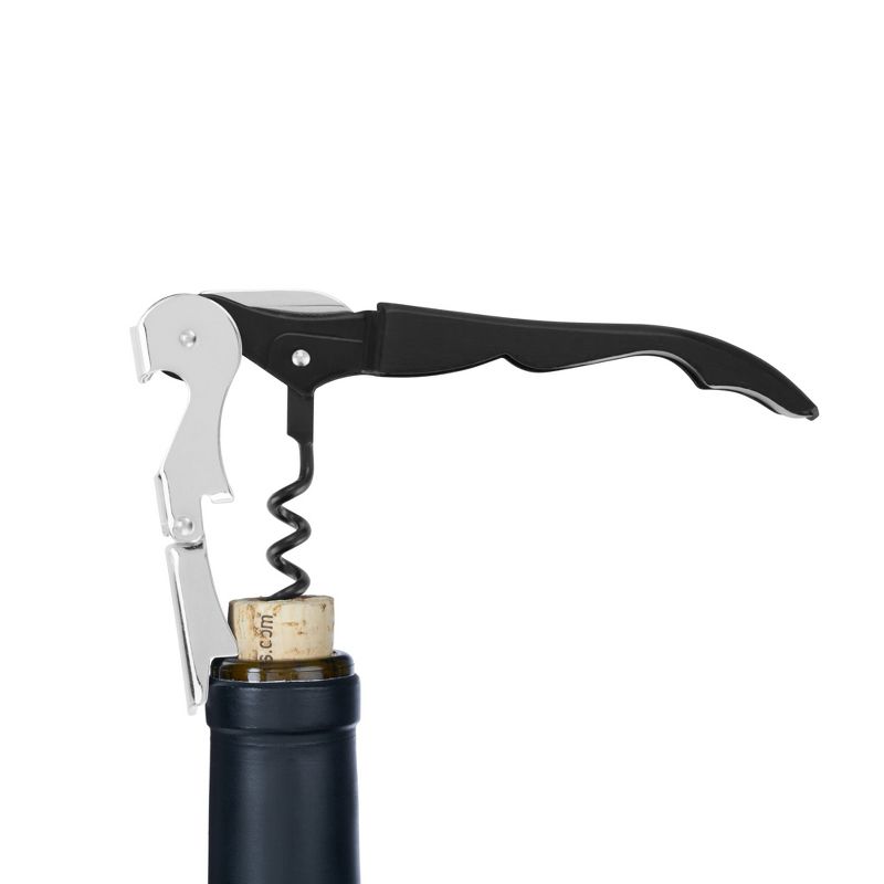 True TrueTap Double Hinged Waiter’s Corkscrew, Black Wine Bottle Opener with Foil Cutter, Wine Key, 5 of 7
