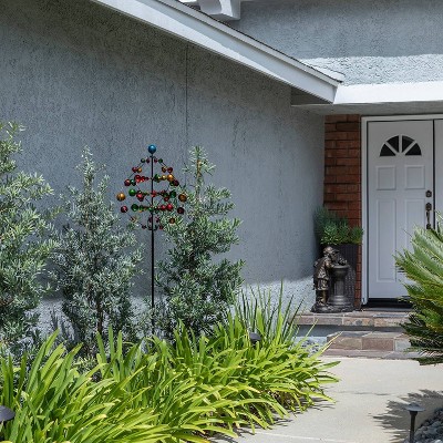 71" Multicolor Iron Orbital Wind Spinner Garden Stake