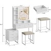 Vanity Table with Mirror and 3 Color Modes Adjustable Brightness LED Lights, Fluted Vanity Desk Dressing Table Set with Stool & 5 Drawers & 3 Shelves - 2 of 4