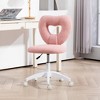 HOMCOM Armless Home Office Desk Chair, Computer Task Chair, Teddy Fleece Heart Makeup Vanity Chair with Swivel Wheels, Adjustable Height - 3 of 4