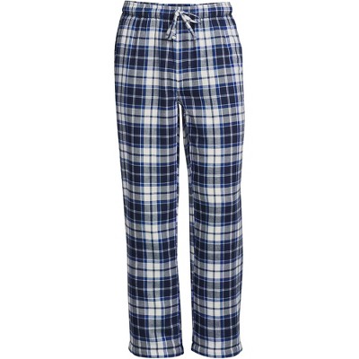 Lands' End Men's High Pile Fleece Lined Flannel Pajama Pants Large