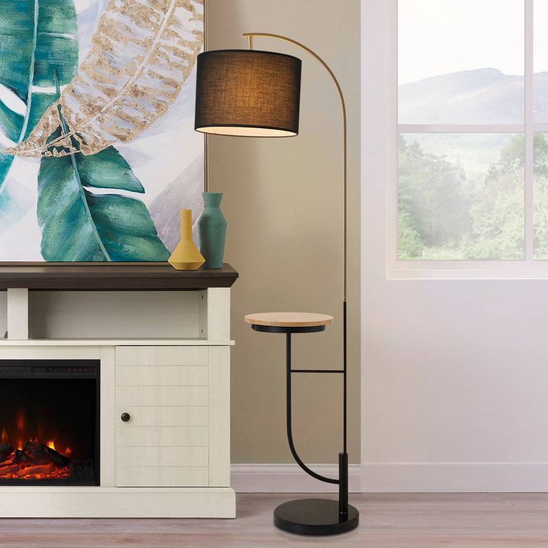 65&#34; Lana Arc Floor Lamp with Table and USB Port&#160;Black - Teamson Home, 3 of 9