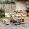 vidaXL Patio Dining Set with Cushions Table and Chairs Outdoor Poly Rattan - Beige Wood 8-Piece - 2 of 4