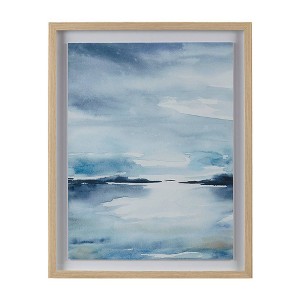 Sparkling Sea Framed Glass and Single Matted Abstract Landscape Coastal Wall Art Blue - Madison Park: Nautical Decor, Polystyrene Frame - 1 of 4