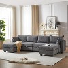 TiramisuBest 113.5" U-Shaped Modular Corduroy Sectional Sofa with Storage Ottoman, 6-Seat Convertible Chaise for Living Room,Black - 3 of 4