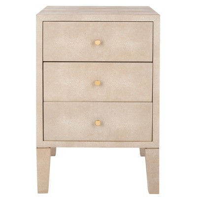 Delana Faux Shagreen Nightstand Beige - Safavieh