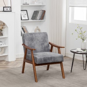 NicBex PU Leather/Microfiber/Velvet Upholstered Accent Chair with Wood Frame,Mid Century Arm Chair for Bedroom,Reading Room - 1 of 4