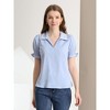 Allegra K Women's Casual V Neck Turn Down Collar Ruffle Short Sleeve Smocked Blouse - 3 of 4