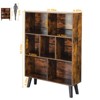 Aoibox Mid-Century Modern 3 Tier Cube Bookshelf Rustic Brown Wood Storage Organizer Shelf with Legs for Living Room Bedroom Office - 2 of 4